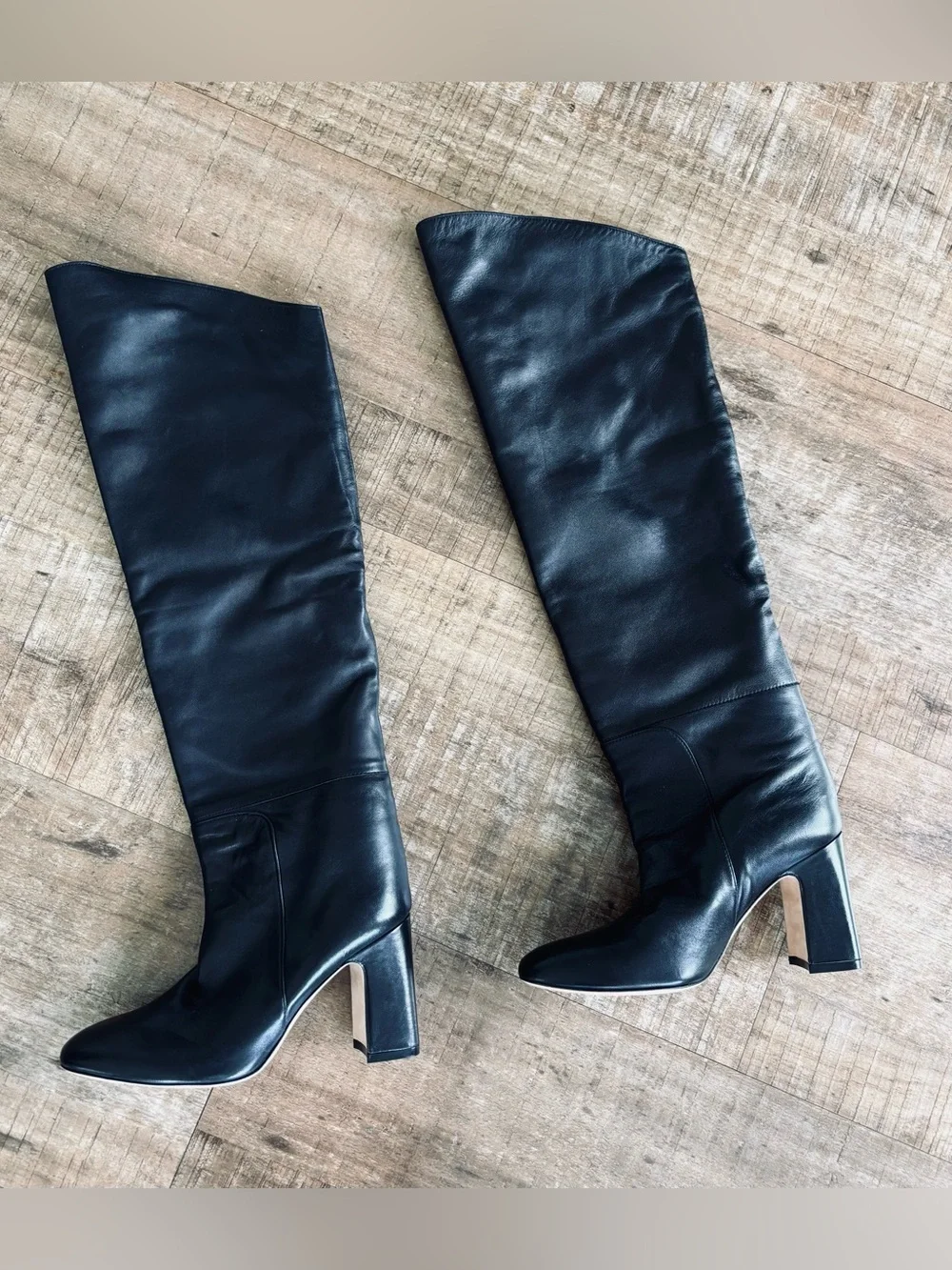 Stuart Weitzman Lucinda convertible black leather suede fold down boots size 6.5